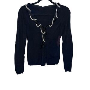 90s MOSCHINO "cheapandchic" - Black cardigan V Neck Minimalist Elegant Sz8